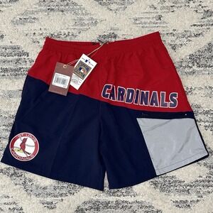 Mitchell & Ness St Louis Cardinals MLB Nylon Utility Shorts Red Navy Mens Medium